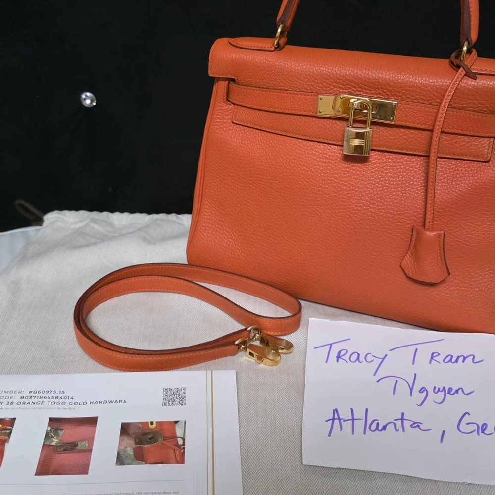 Hermès Orange Gold Satchel with Structured Design